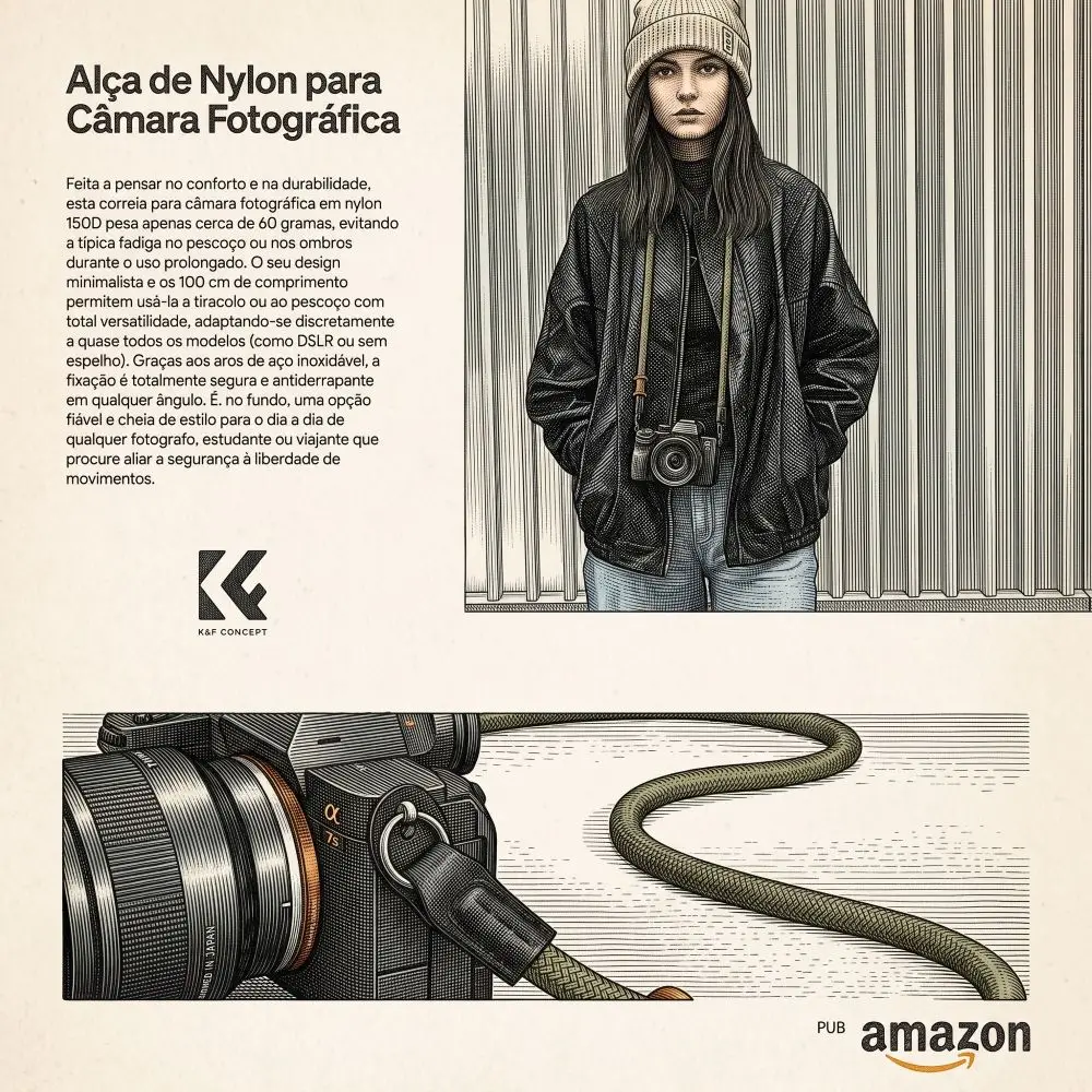 Anúncio de alça de nylon para câmara fotográfica K&F Concept